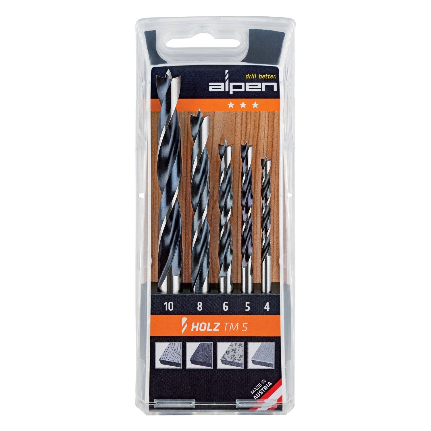 Wood Drill Bit Set 5 Piece 4 5 6 8 10 - Livestainable.co.za