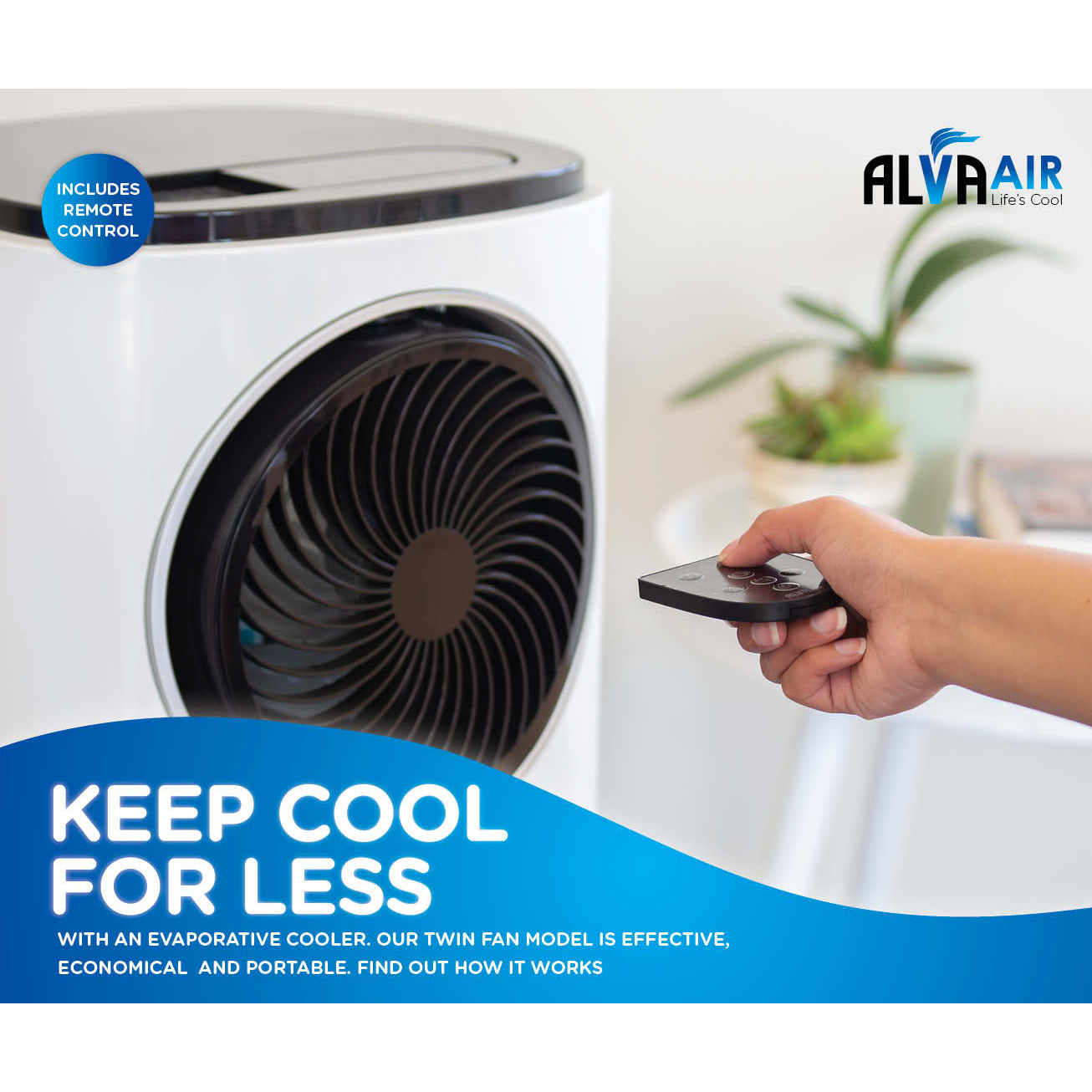 Twin Fan Evaporative Air Cooler With Remote Control
