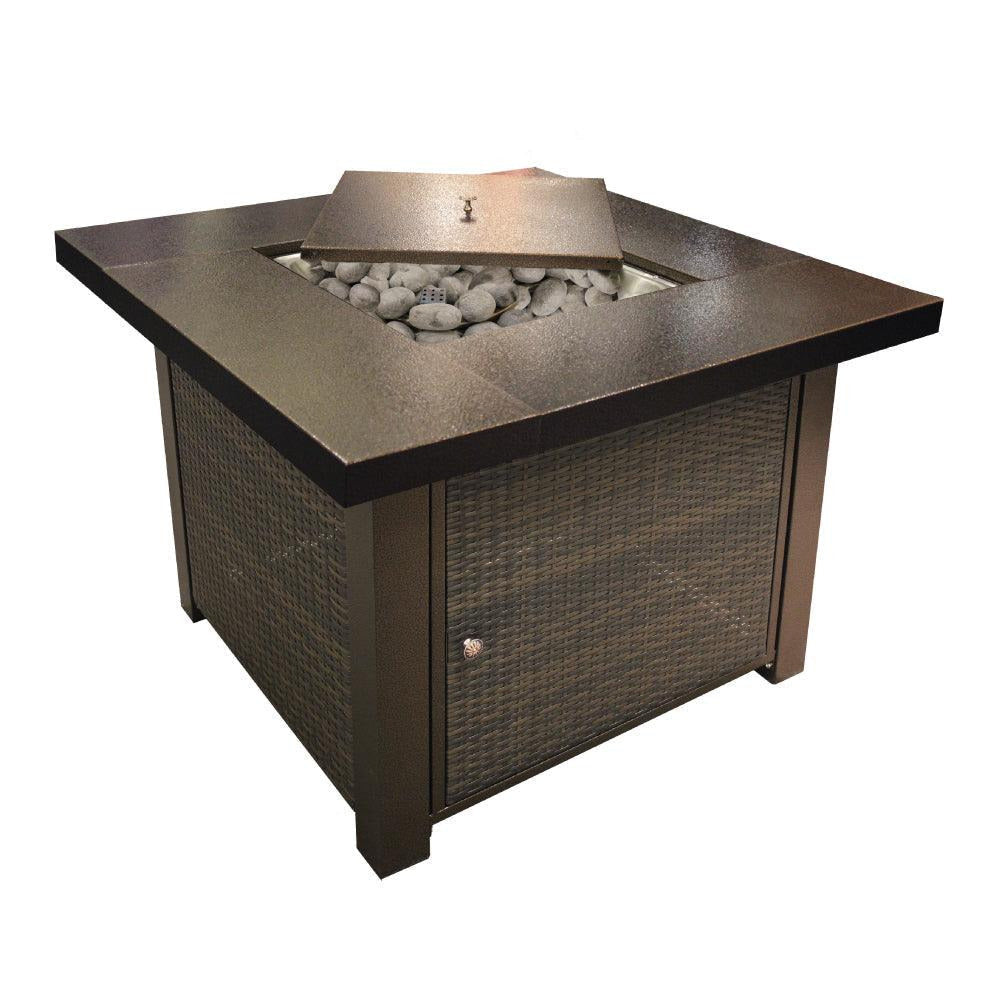 ALVA - GAS FIRETABLE - WICKER FINISH - 965x965x736mm