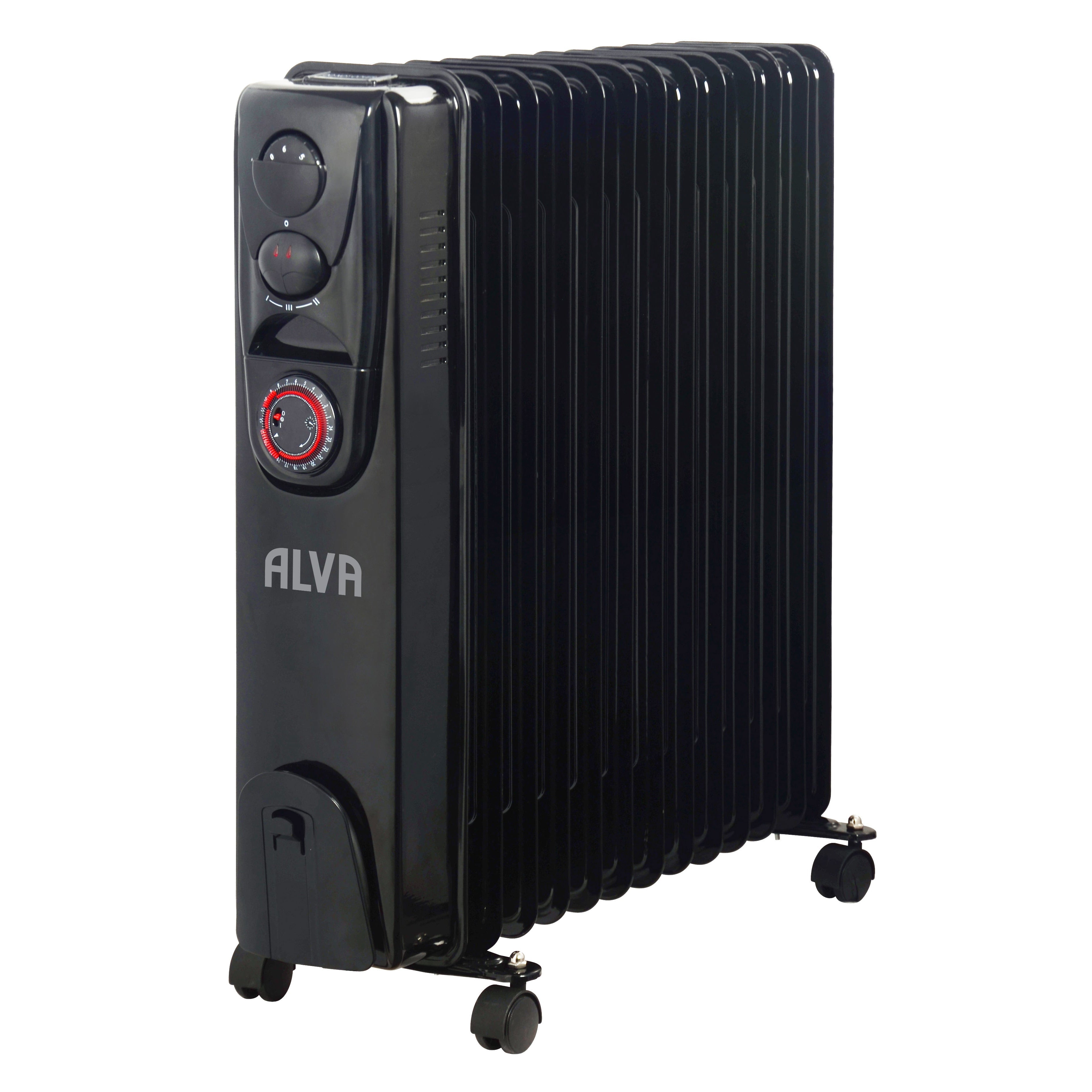 ALVA - 13 FINS 2500W OIL FILLED HEATER - TIMER FUNCTION - GLOSSY BLACK