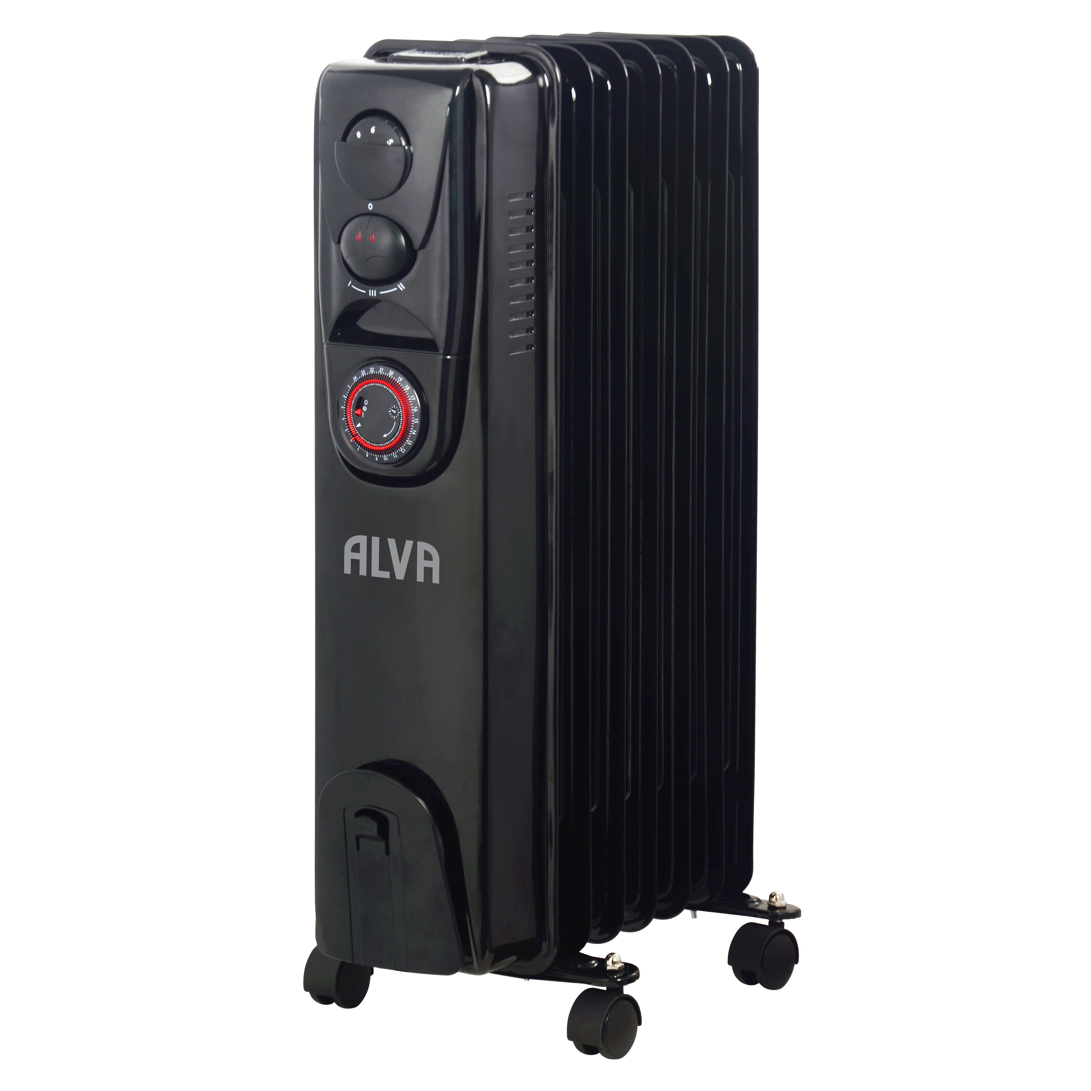 ALVA - 7 FINS 1500W OIL FILLED HEATER - TIMER FUNCTION - GLOSSY BLACK