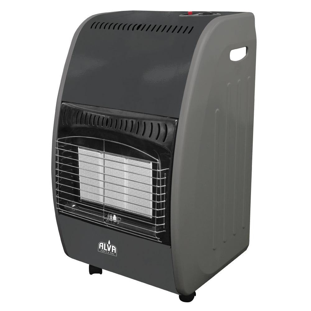 ALVA - 3 PANEL ROLL ABOUT GAS HEATER - GLOSSY BLACK/SILVER