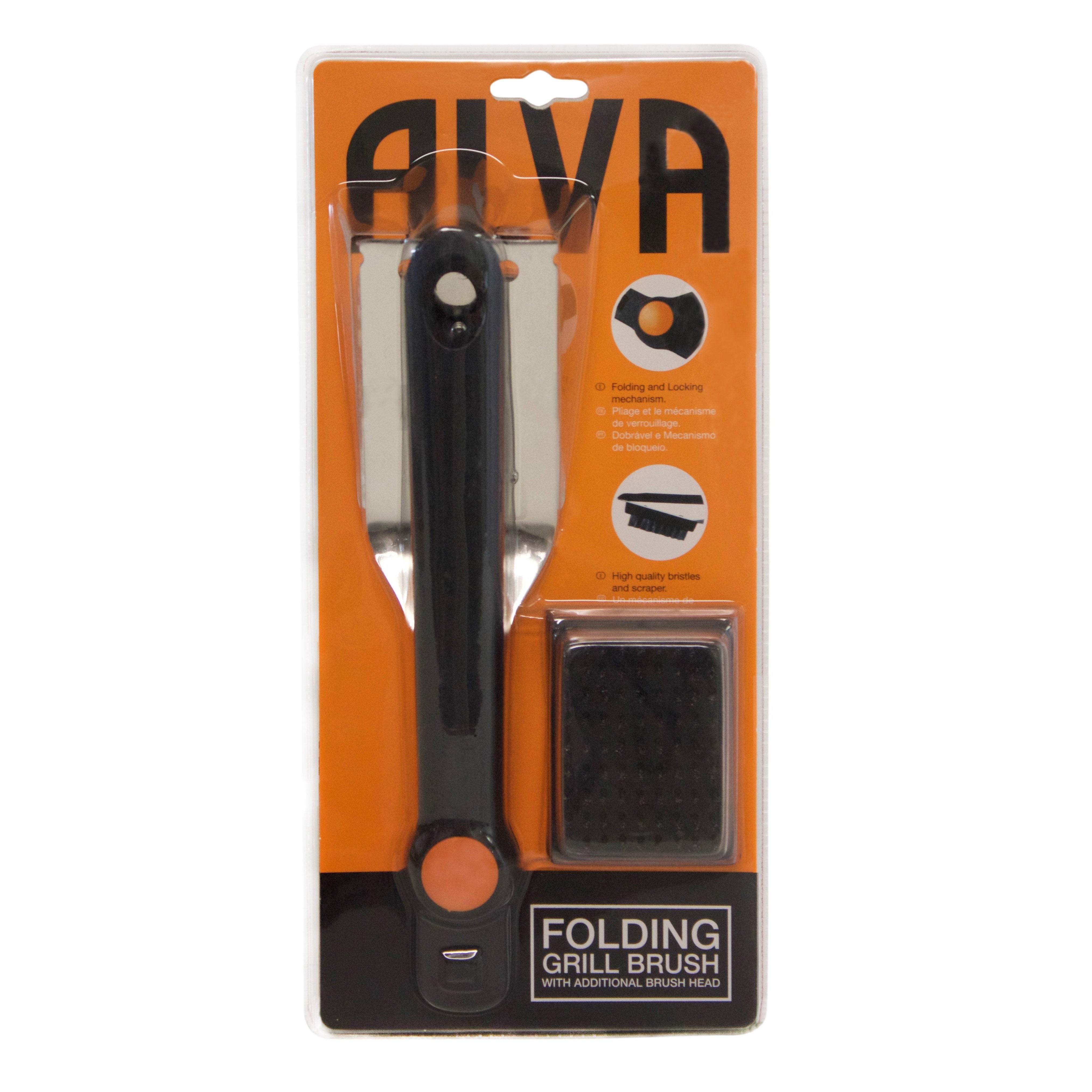 FOLDING GRILL BRUSH W/ ADDITIONAL HEAD - Alva Lifestyle Retail