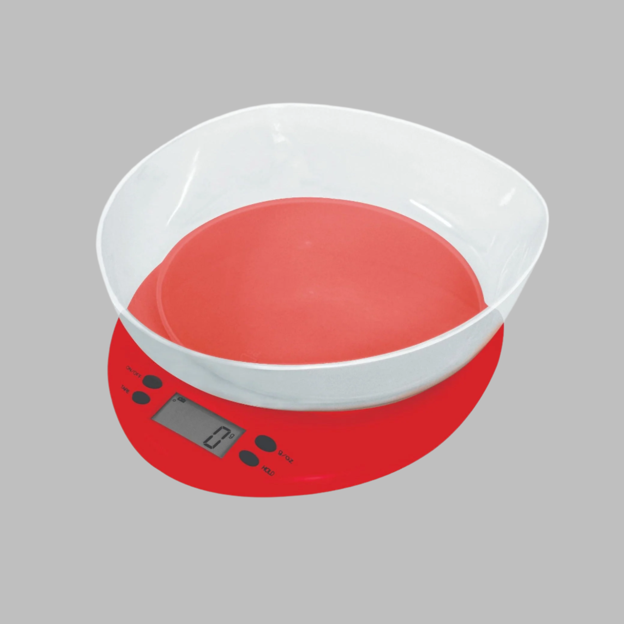 Kitchen Digital Scale Red With Clear Plastic Bowl