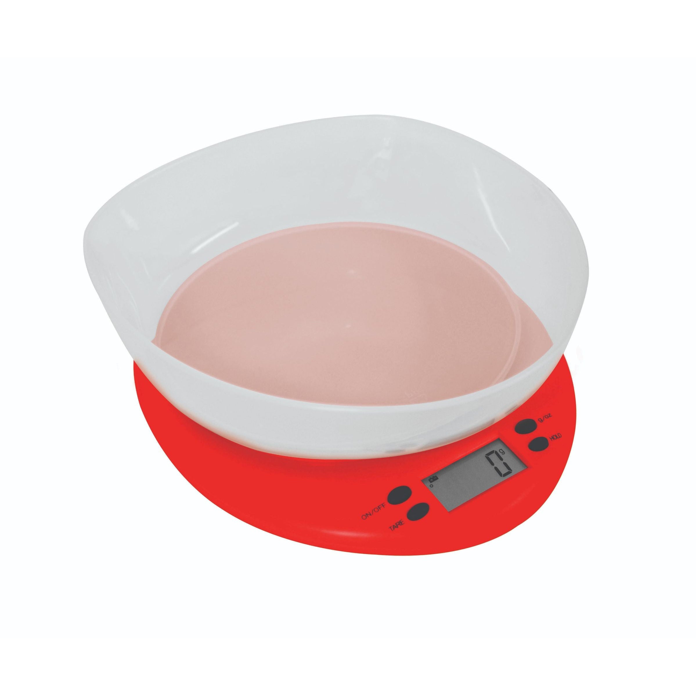 Kitchen Digital Scale Red With Clear Plastic Bowl