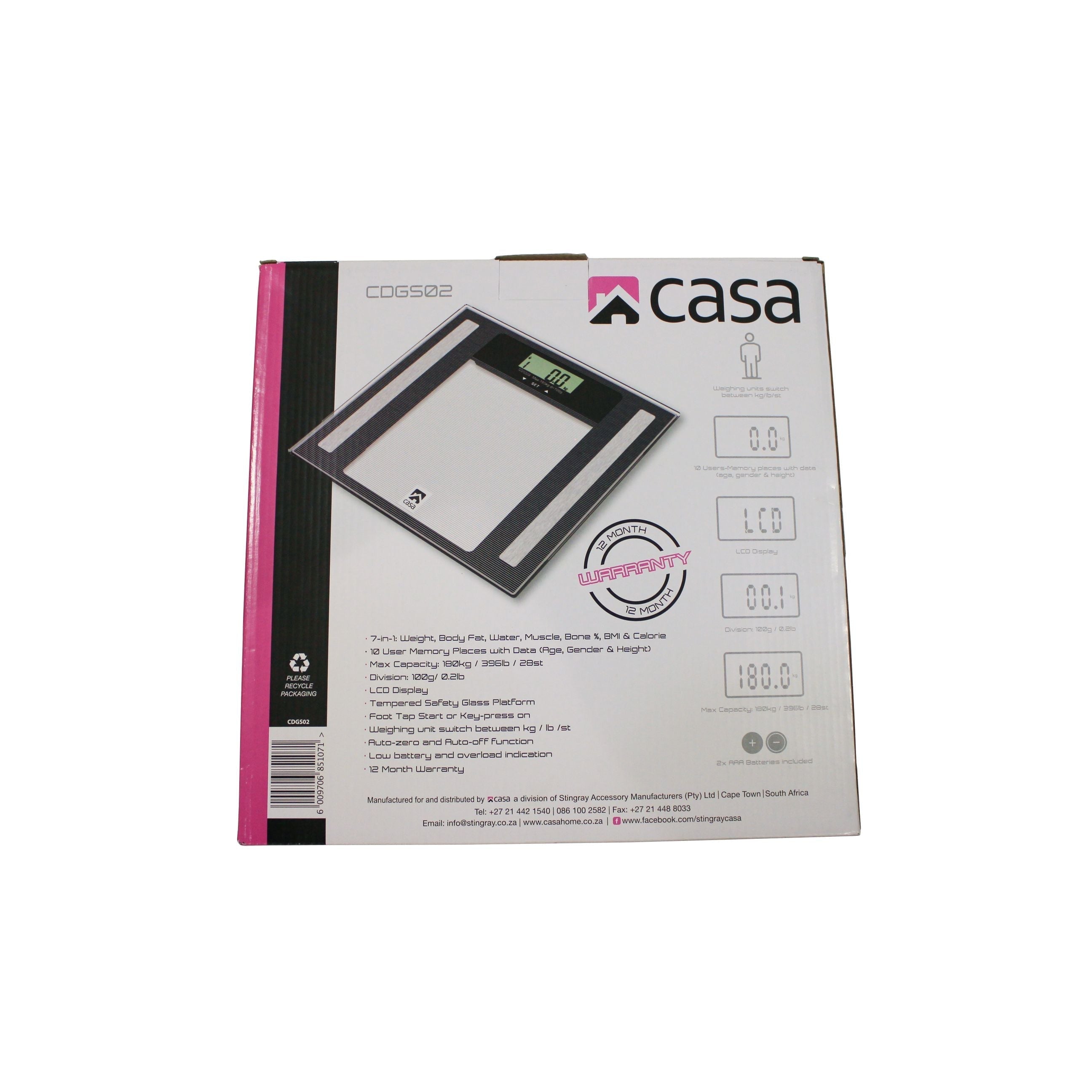 Electronic 7 In 1 Diagnostic Glass Bathroom Scale