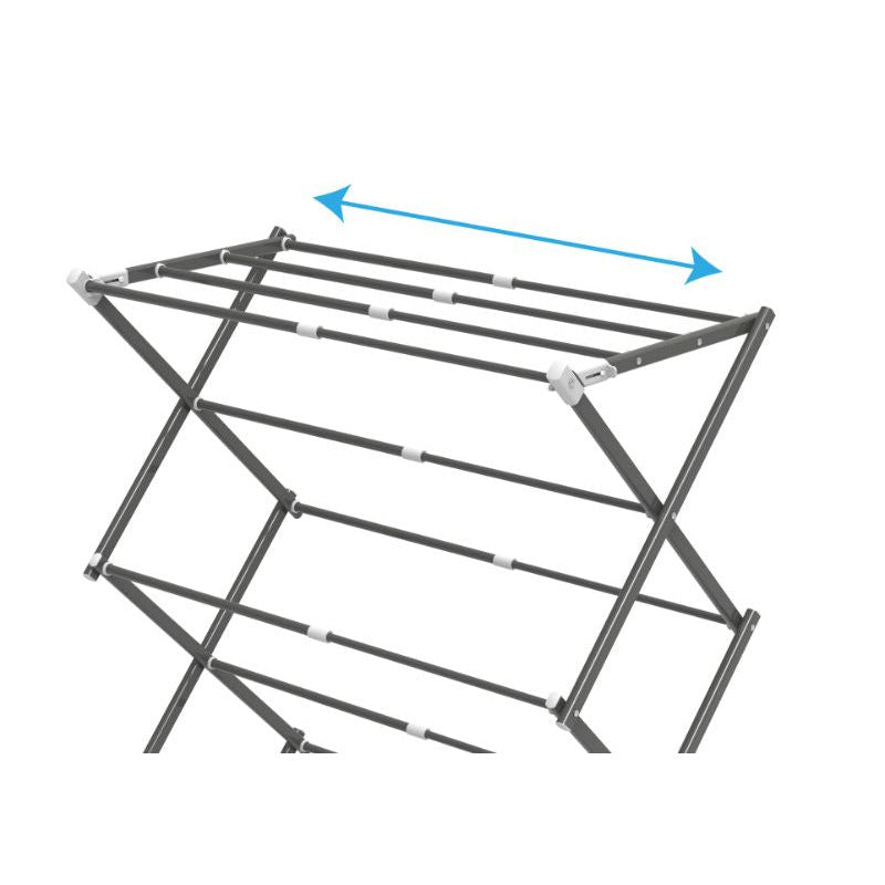 3 Tier Clothes Drying Stand | Metal | 7.5m Space | Foldable & Expandable | Grey