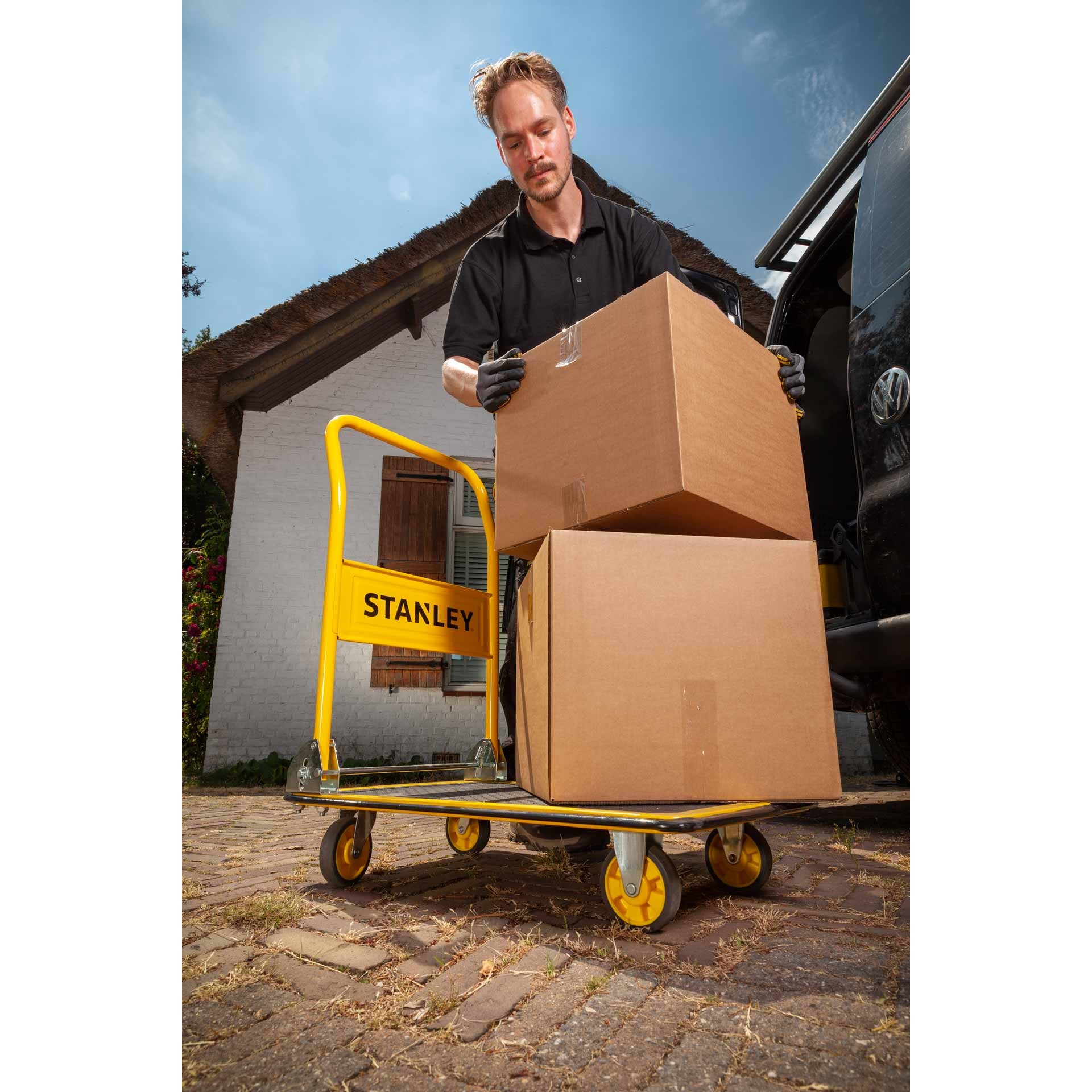 Platform Truck Steel Ball Bearing Wheels 150 Kg Capacity Pc527 L