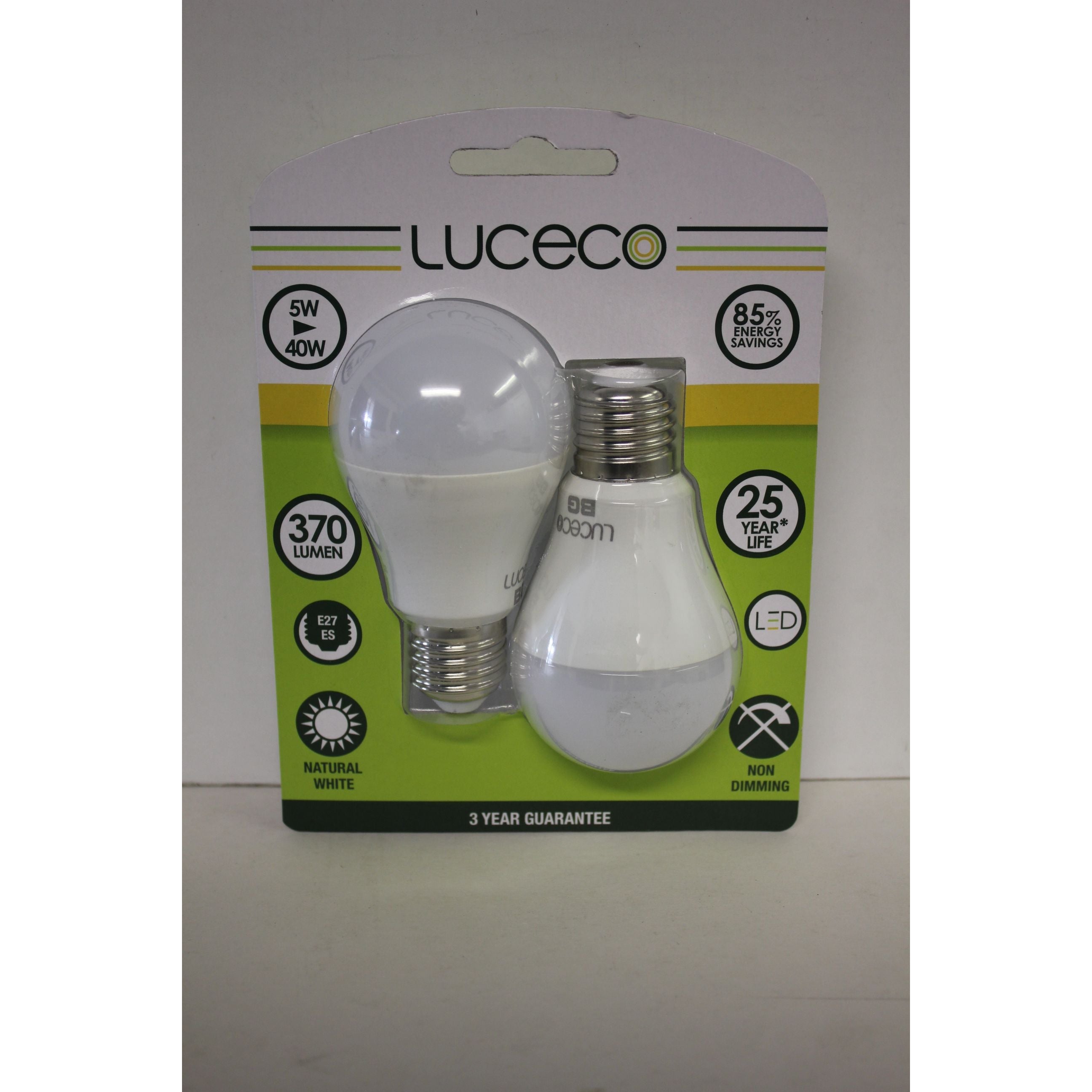 A60, 2 Pk, E27, 5 W, 370 Lm, Neutral White, 4000 K, Non Dim Led Globe