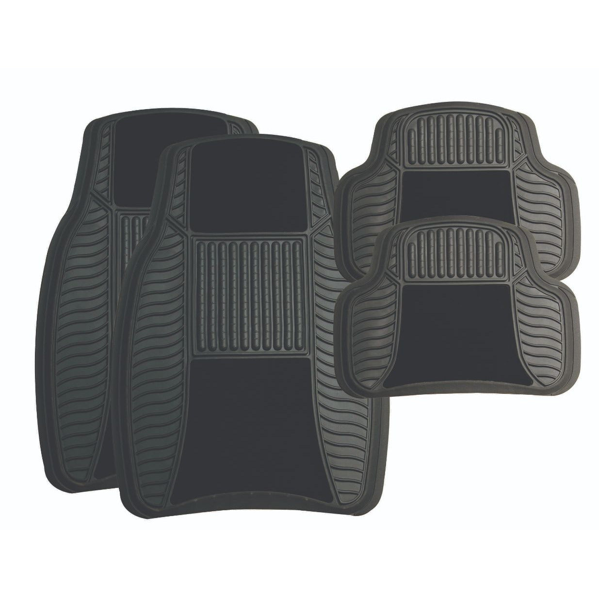 Car Mat 4 Pc Set Rubber/Velour