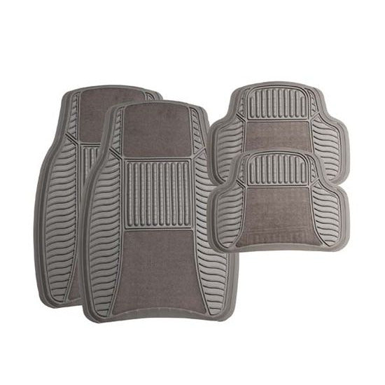 Car Mat 4 Pc Set Rubber/Velour