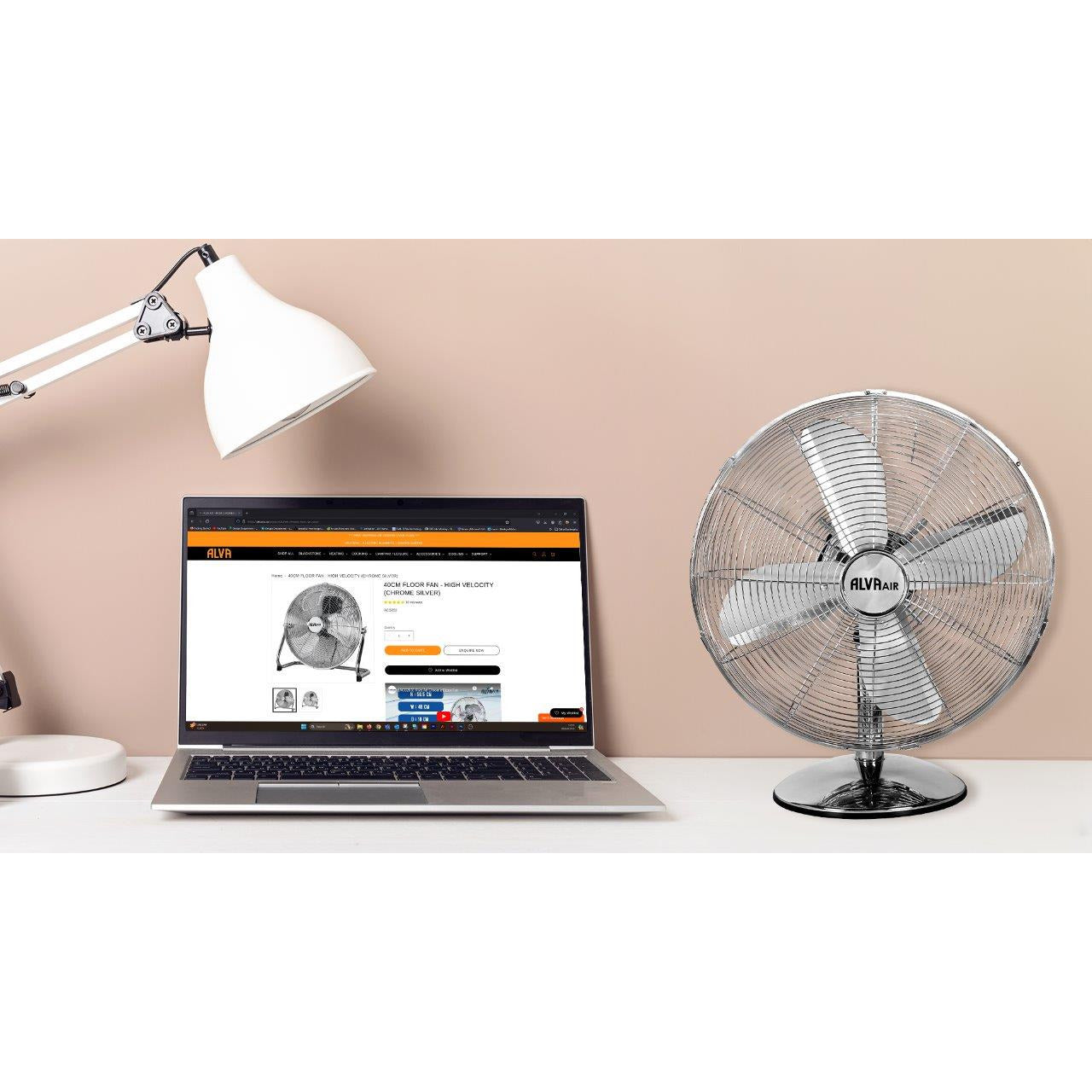 30cm Metal Desk Fan (Chrome)