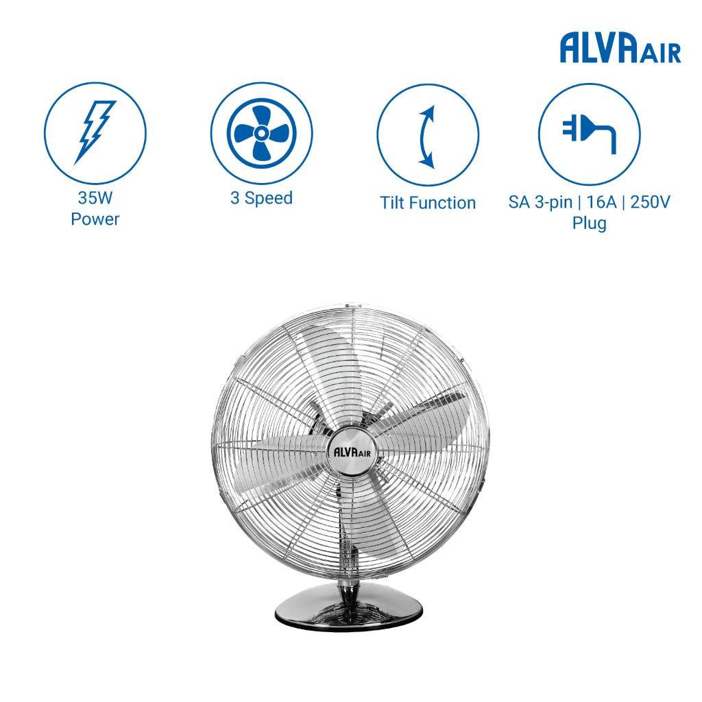 30cm Metal Desk Fan (Chrome)