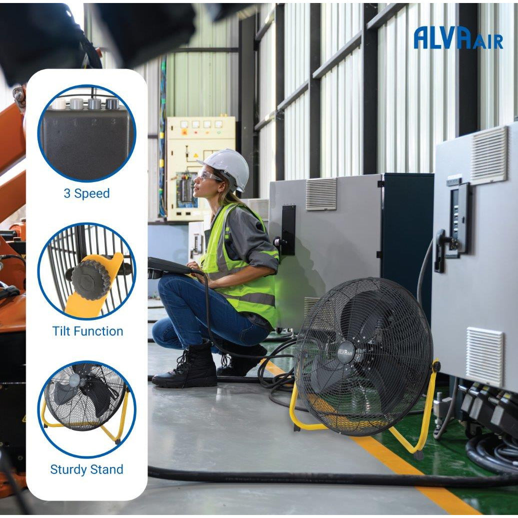 45cm Floor Fan High Velocity (Matt Black)