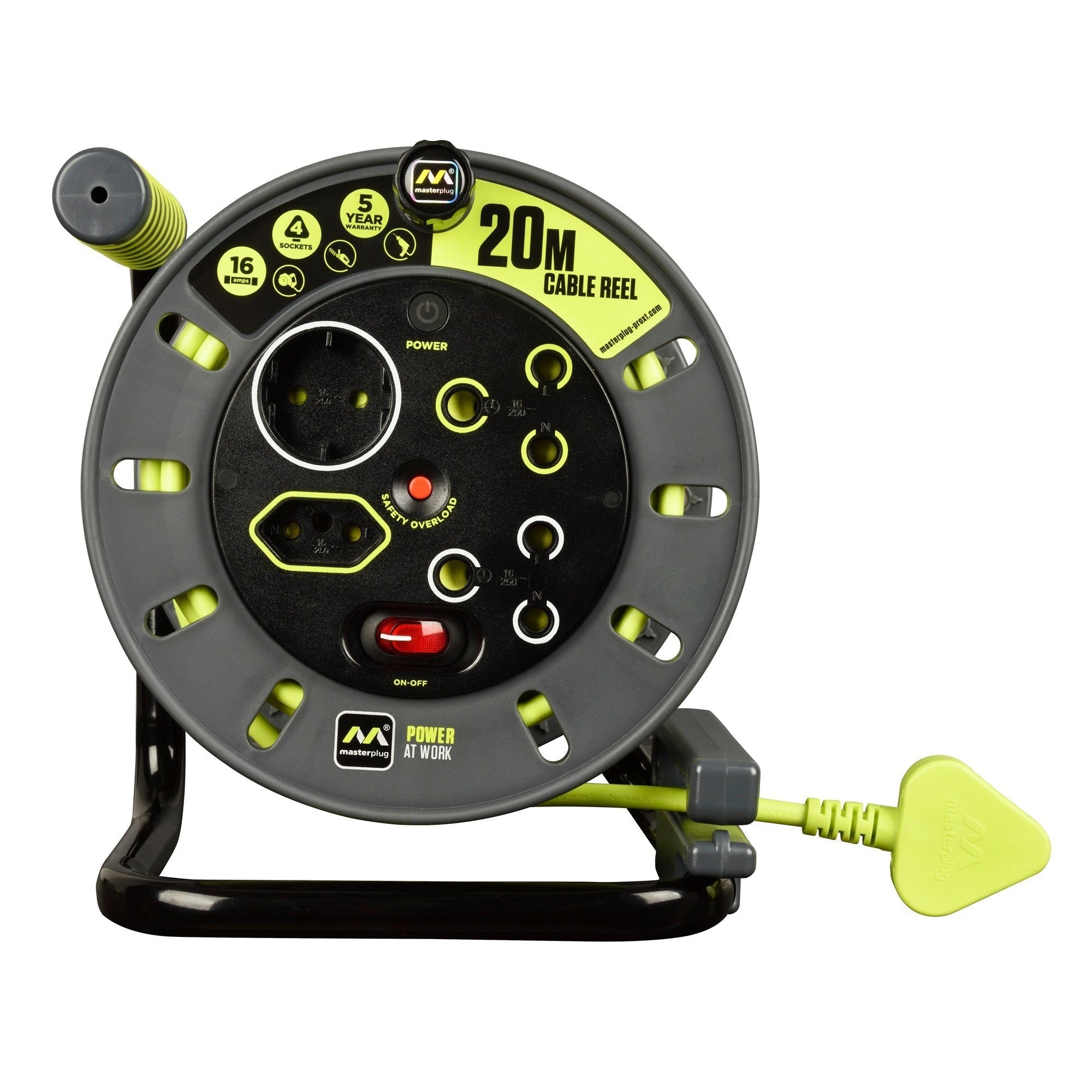 Pro Xt 20m Medium Duty Extension Cable Reel 4 Socket With Switch