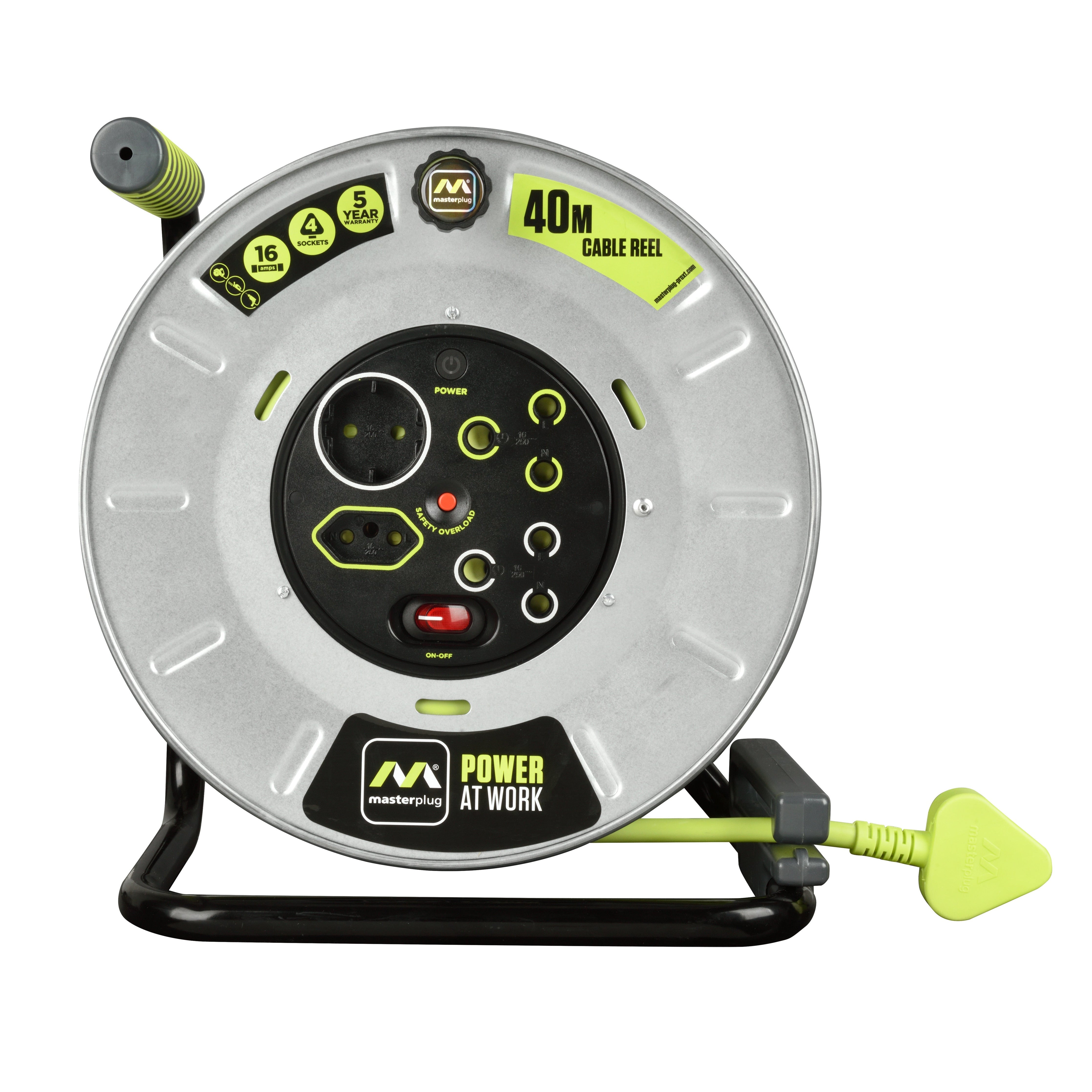 Pro Xt 40m Heavy Duty Extension Cable Reel 4 Socket With Switch