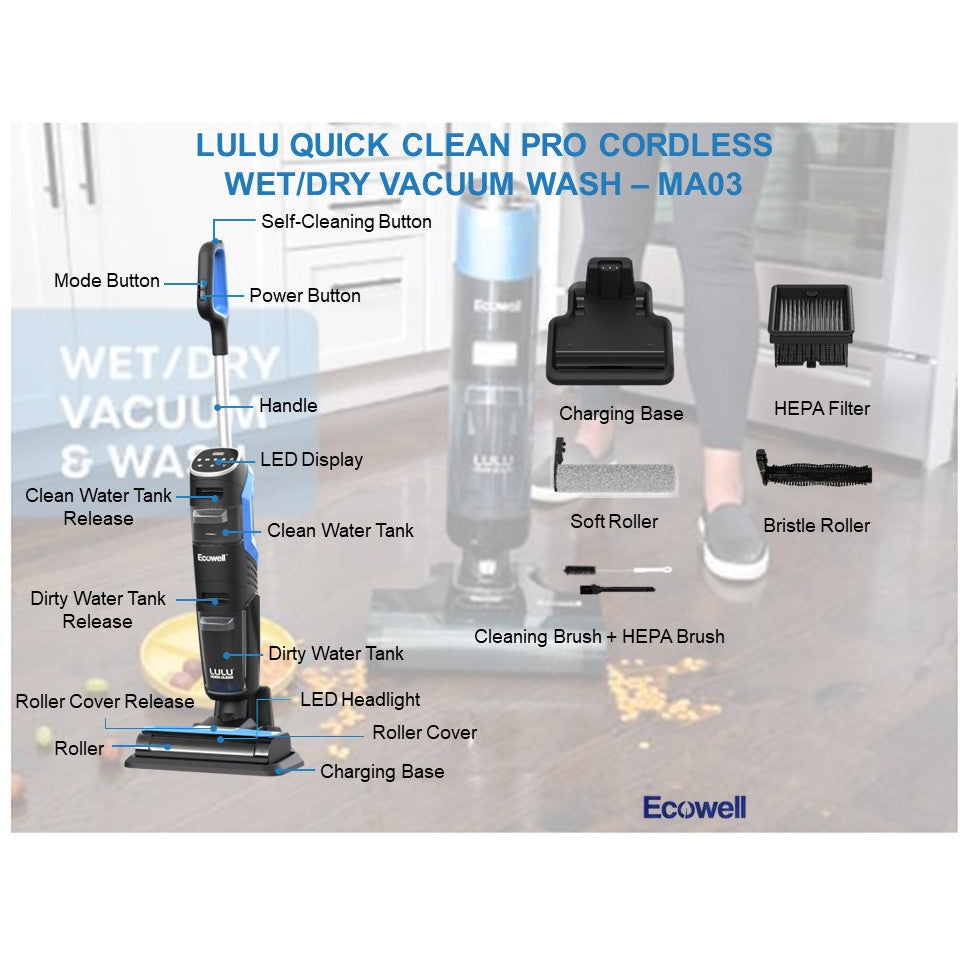 Lulu Quick Clean Pro Cordless Wet/Dry Vacuum & Wash