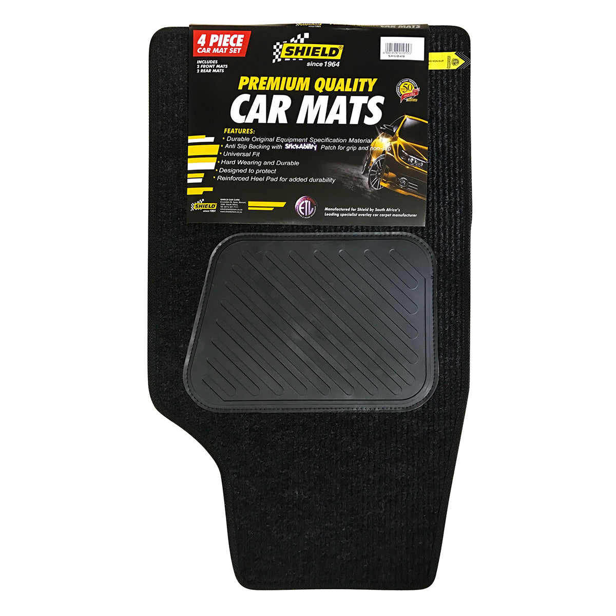 Shield Carpet Universal 4 X4 Char Ribbed 4 Pc Sh1049