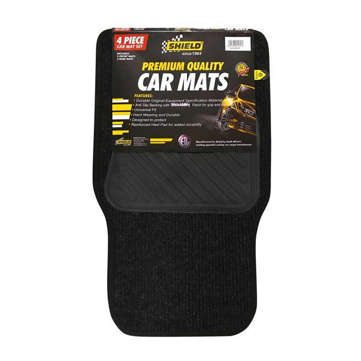 Shield Carpet Univers Black Velour 4 Pc Std Sh1051