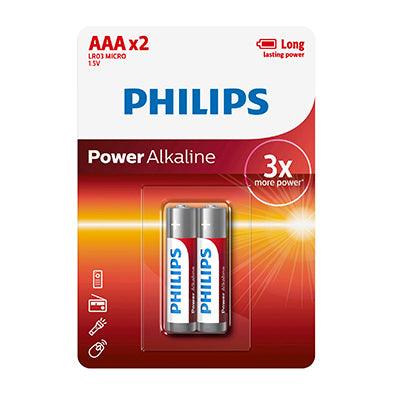 Philips Power Alkaline Lr03 Aaa Batteries 1.5 V 2 Pack - Livestainable.co.za