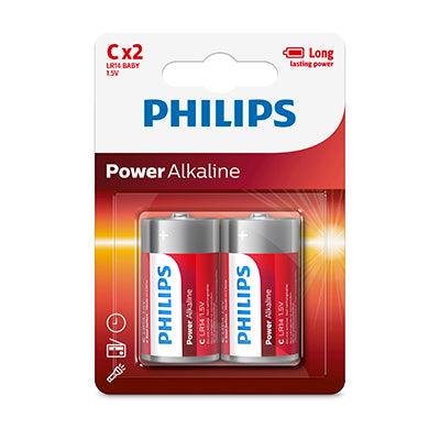 Philips Power Alkaline Lr14 C Batteries 1.5 V 2 Pack - Livestainable.co.za