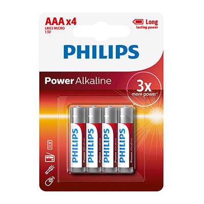 Philips Power Alkaline Lr03 Aaa Batteries 1.5 V 4 Pack - Livestainable.co.za