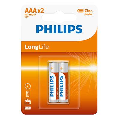 Philips Longlife Zinc Aaa Batteries 1.5 V 2 Pack - Livestainable.co.za