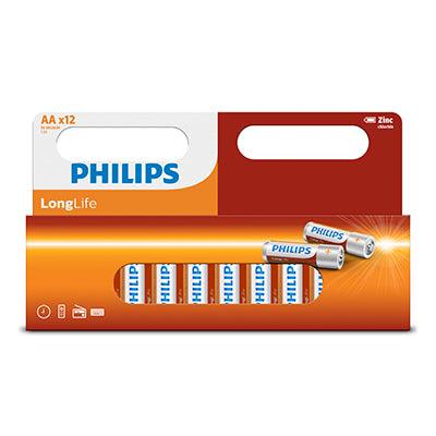 Philips Longlife Zinc Aaa Batteries 1.5 V 12 Pack Window - Livestainable.co.za