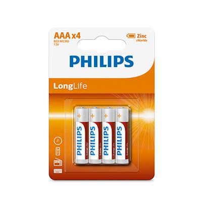 Philips Longlife Zinc Aaa Batteries 1.5 V 4 Pack - Livestainable.co.za