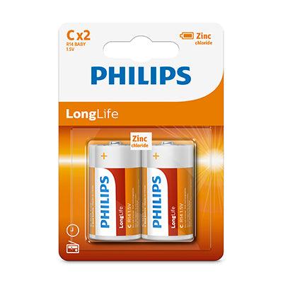 Philips Longlife Zinc C Batteries 1.5 V 2 Pack - Livestainable.co.za