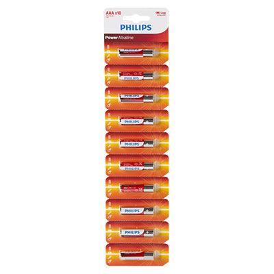 Philips Power Alkaline Aaa Batteries 10 Single Blister With Tear Card - Livestainable.co.za