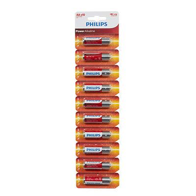 Philips Power Alkaline Aa Batteries 10 Single Blister With Tear Card - Livestainable.co.za