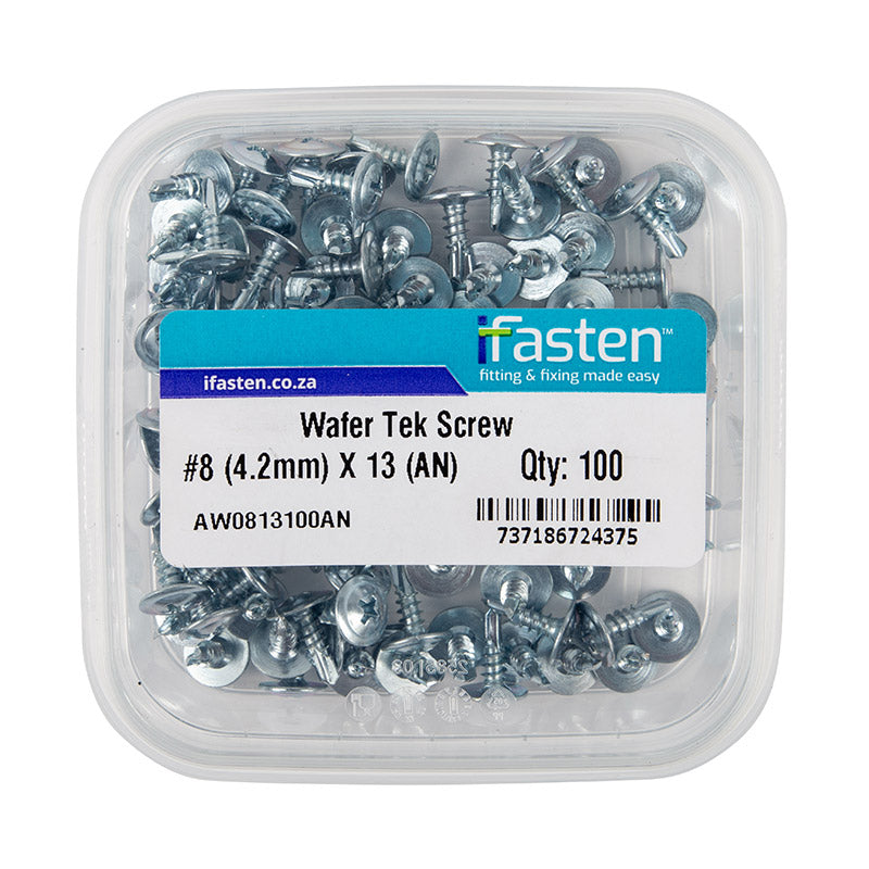 Ifasten Tek Screw Wafer No8 4.2 Mmx13 Mm 100 Pt