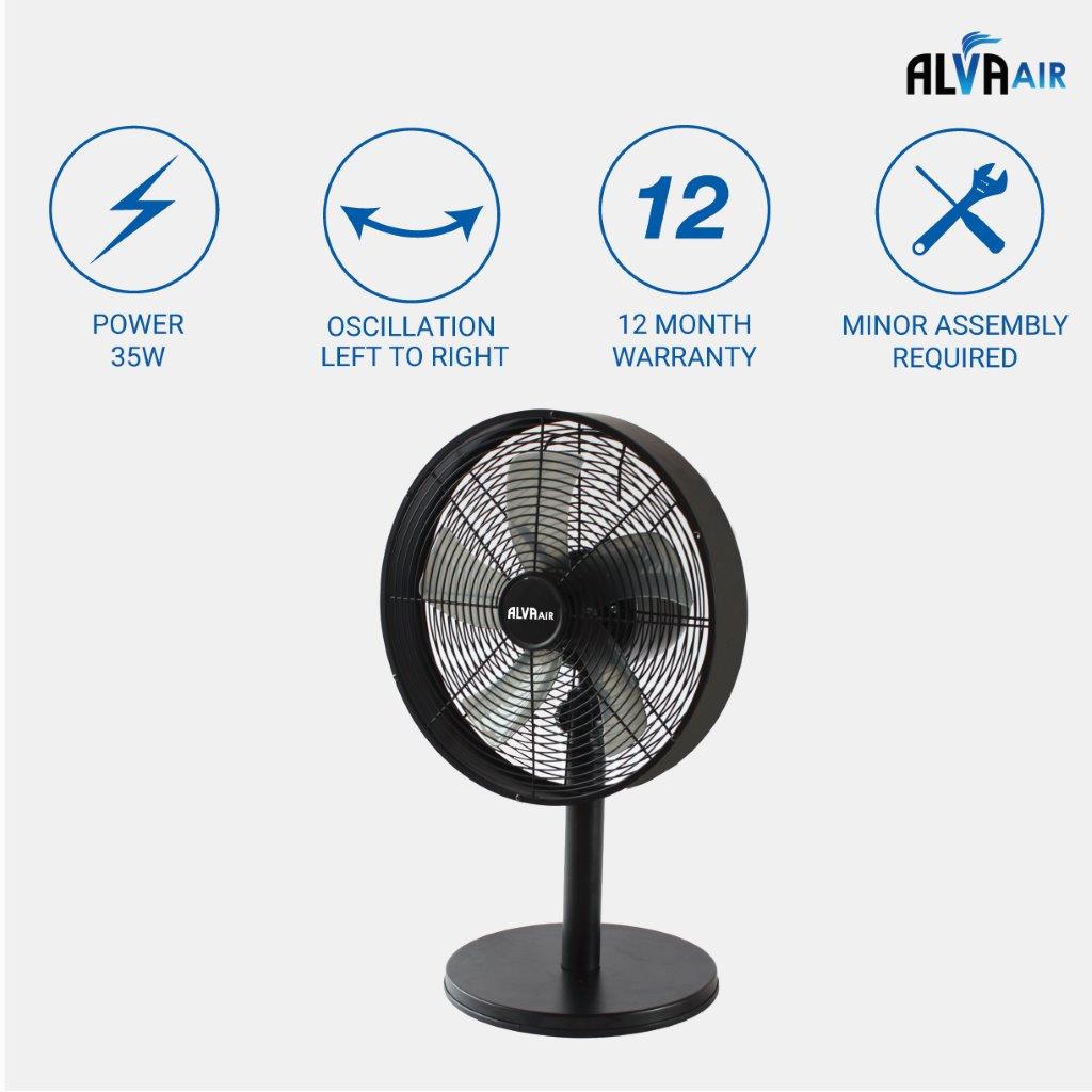 30cm Drum Desk Fan (Matte Black)