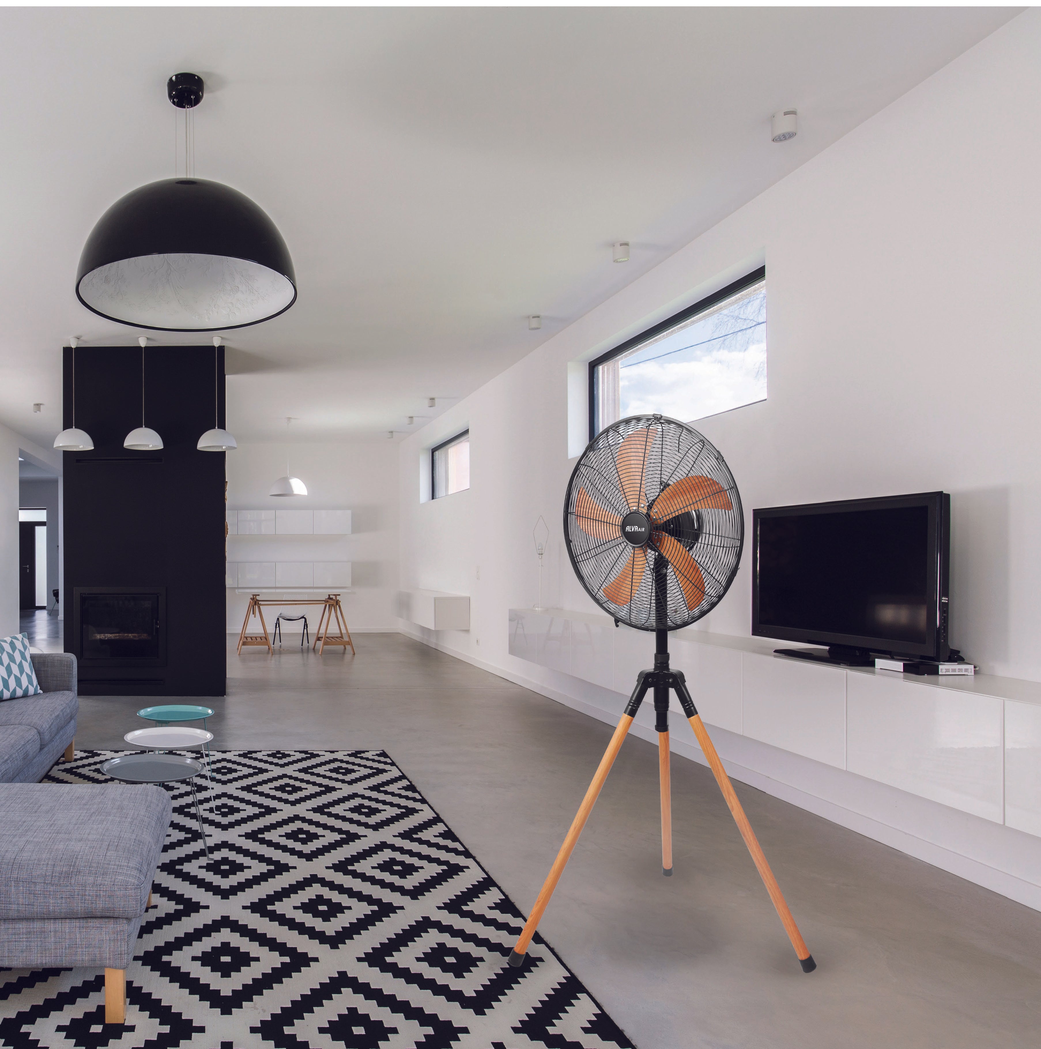 40cm Tripod Fan (Wood Look Finish)