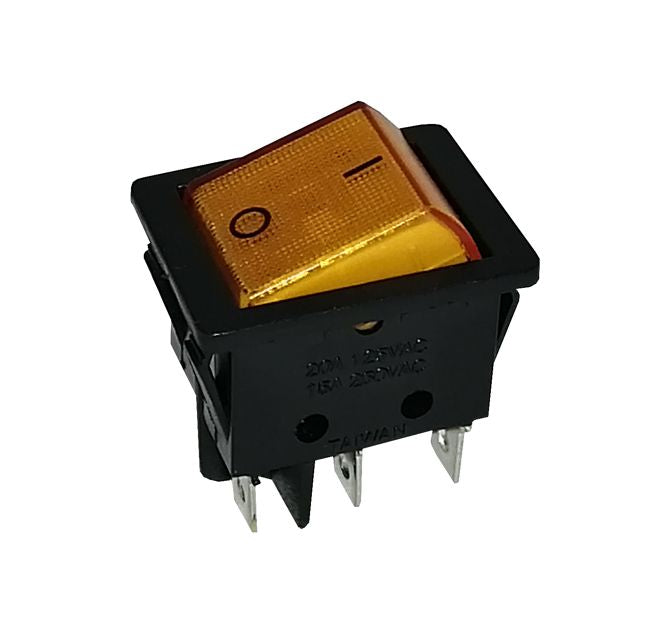 Rocker Switch Dpdt 29x22 Amb Ilu B127 B Amber