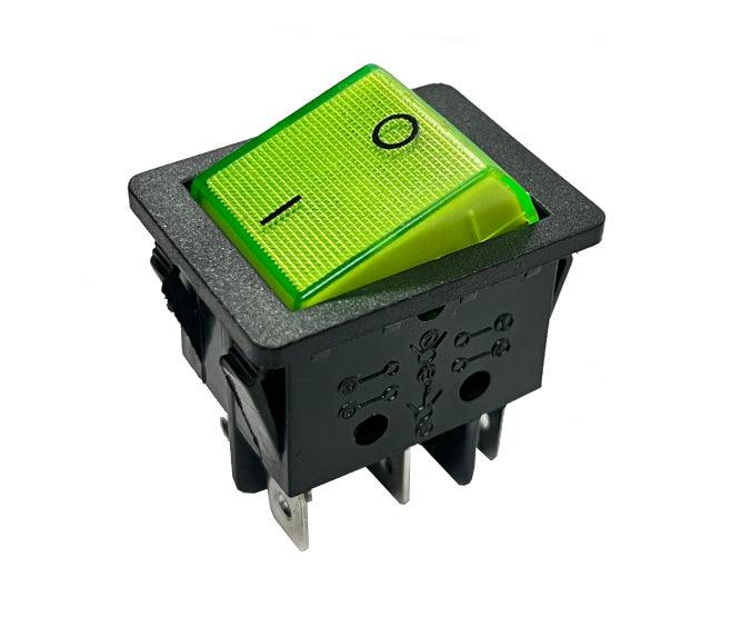 Rocker Switch Dpdt 29x22 Grn Ilu Quick Connect B127 B Green - Livestainable.co.za