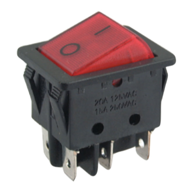 Rocker Switch Dpdt 30x22mm Red Ilummi B127 B Rd