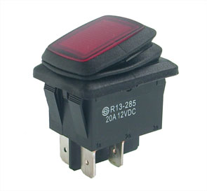 Rocker Switch 12 V Ill Rd Led Dpst 6.3mm Term On Off R13 285 Rd 12 Vdc