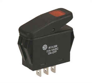 Rocker Switch 240 Vac 10 A W/P Spst On Off Ill Rd B1326