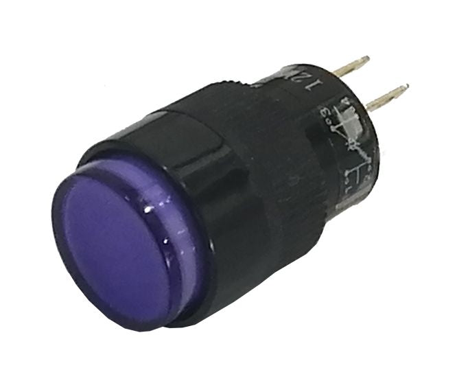 M15 Rnd Ill Push Button Blue Shing Violet N/O 12 V B18561 D Blue