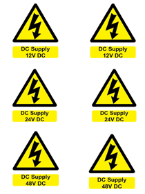 Customark Ltd Battery Hazard label ( 6 x DC Supply ) - Livestainable.co.za