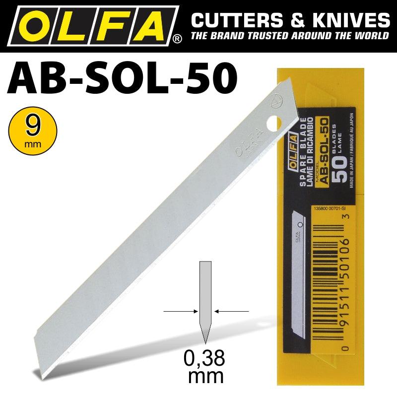 Olfa Blades Solid 9 Mm In Plastic Case 50/Pk 9 Mm - Livestainable.co.za