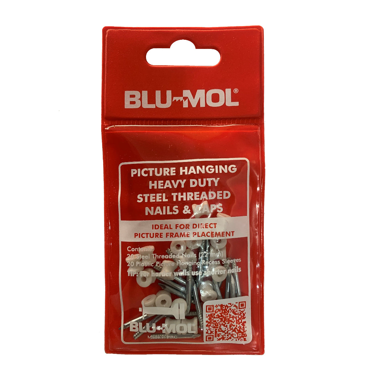 Blu Mol Heavy Duty Steel Threaded Nails &Caps 22 Mm