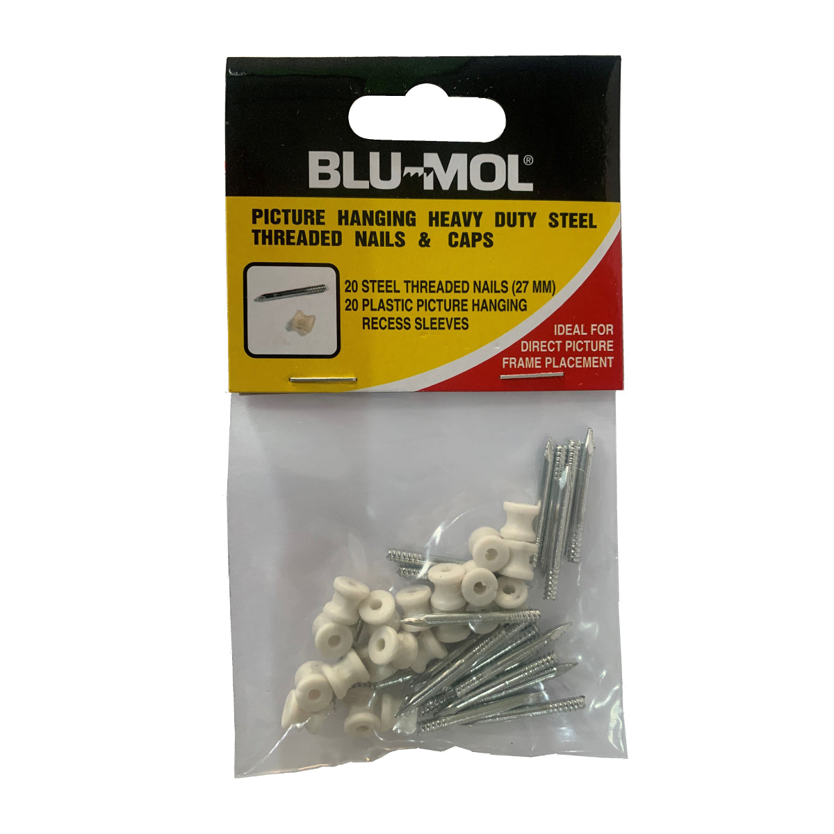 Blu Mol Heavy Duty Steel Threaded Nails &Caps 27 Mm
