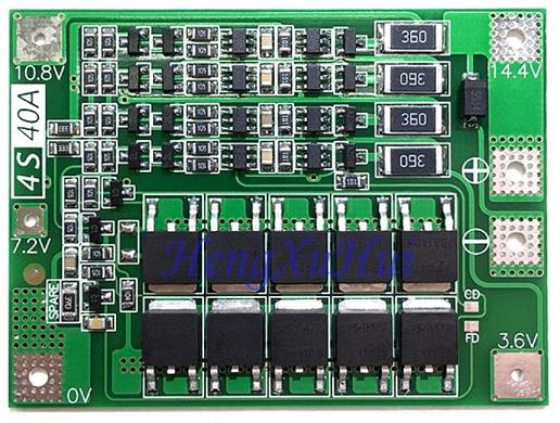 Li Ion Bms 4 Series W/Balancing 16.8 V 40 A Bms 40 A 4 S B