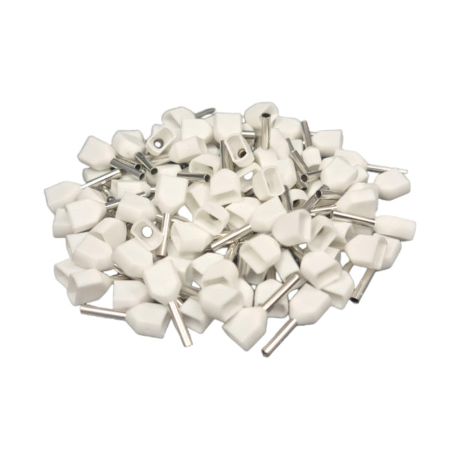 Boot Lace Ferrule Twin Entry White 0.5mm 1 K/Bag Te0508 Wt