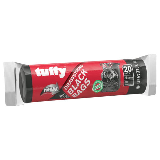 Tuffy Black Bag On Roll 20's Drawstring