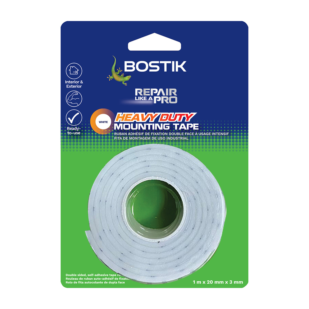Bostik Hd Mounting Tape Roll 1 M X 20 Mm X 3 Mm
