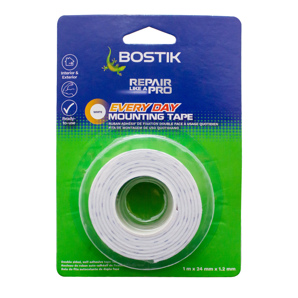 Bostik Mounting Tape Roll 1 M X 24 Mm X 1.2 Mm